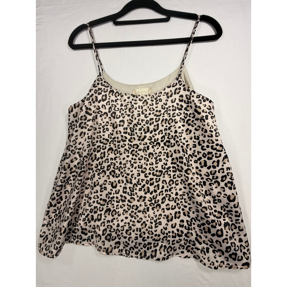 Altar'd State Camisole Women XS Beige Leopard Print Excellent Satin Feel Cami